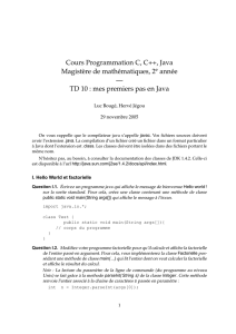 TD 10 : mes premiers pas en Java
