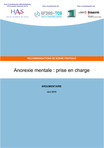 Anorexie mentale : prise en charge