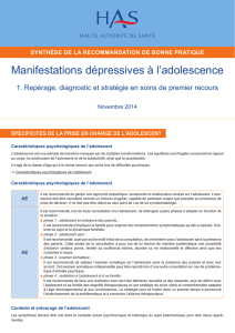 Manifestations dépressives à l`adolescence