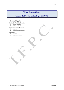Table des matières Cours de Psychopathologie