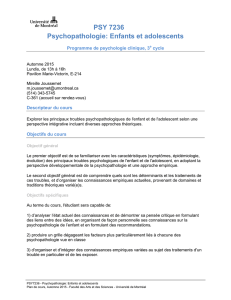 PSY 7236 Psychopathologie: Enfants et adolescents