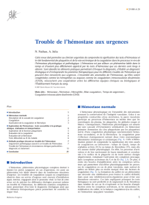 Trouble de l`hémostase aux urgences