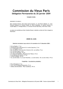 Commission du Vieux Paris Délégation Permanente du 20 janvier