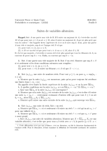 Suites de variables aléatoires. - Université Pierre et Marie CURIE