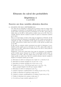Eléments du calcul des probabilités Répétition 4