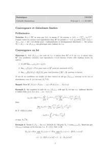 Convergence et théorèmes limites Convergence en loi R