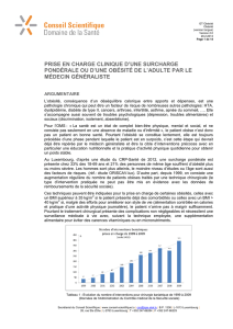 Prise en charge clinique d`une surcharge pondérale ou d`une