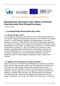 Rhumatisme Articulaire Aigu (RAA) et Arthrite Réactionnelle Post