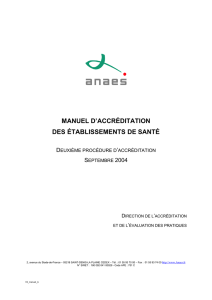 Septembre 2004 : Manuel d`accréditation des établissements de santé