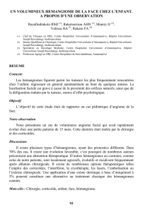 un volumineux hemangiome de la face chez l`enfant. a propos