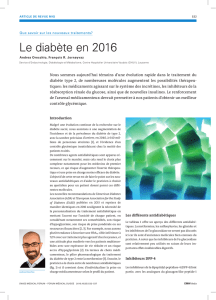 Le diabète en 2016 - Swiss Medical Forum