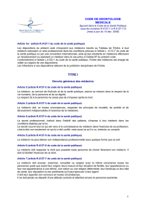 Code de déontologie médicale