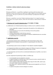 Guidelines relations industrie pharmaceutique 1. Décisions du