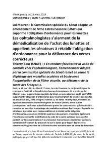 Les ophtalmologistes s`alarment de la démédicalisation de l`achat