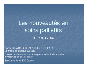 Les nouveautés en soins palliatifs