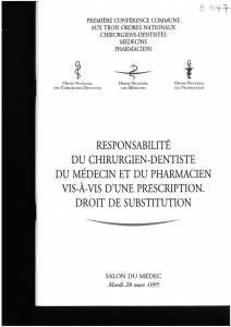 responsabilité du chirurgien-dentiste du médecin et du pharmacien