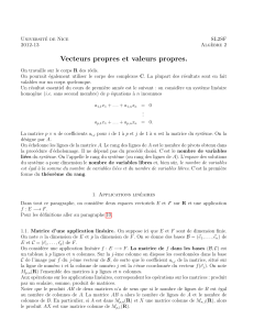 Vecteurs propres et valeurs propres - Alg&egrave;bre Lin&eacute;aire