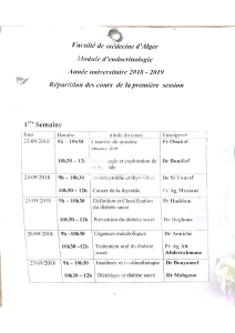 Programme d'enseignement des cours (P1)