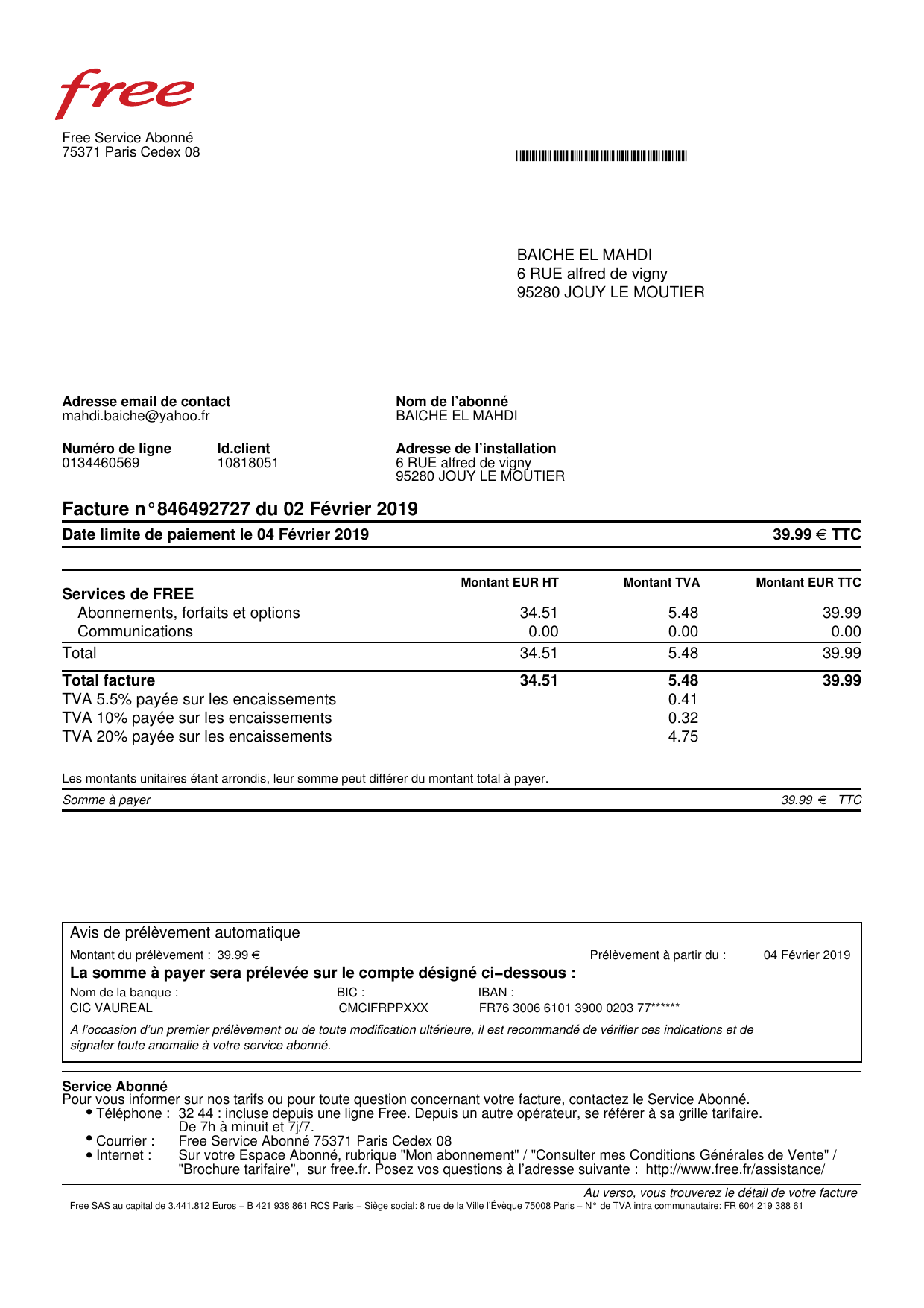 comment payer sa facture free mobile