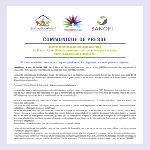 Journée internationale des maladies rares : dossier de presse Alliance  Maladies Rares Maroc (AMRM) / Sanofi