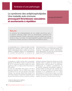 Syndrome des antiphospholipides / Revue de Médecine Générale et de Famille  (RMGF) 