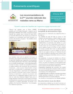 Les recommandations de la 2ème journée nationale des maladies rares au Maroc -Revue de Médecine Générale et de Famille 