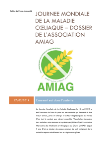 Journée mondiale de la maladie cœliaque - dossier de l'association AMIAG