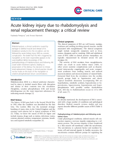 Acute kidney injury due to rhabdomyolysis and renal replacement therapy a critical review
