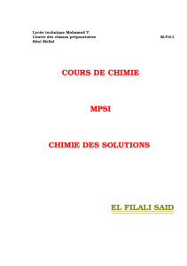 CHIMIE DES SOLUTIONS MPSI