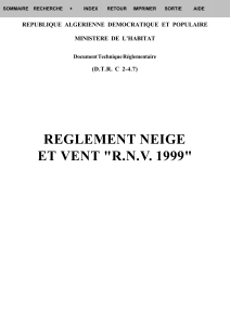 Règlement Neige et Vent RNV 1999 Algérie