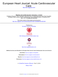 European Heart Journal Acute Cardiovascular Care Volume issue 2014 [doi 10.1177 2048872614523349] Ghoorah, K.; Campbell, P.; Kent, A.; Maznyczka, A.; Kunadian, V. -- Obesity and cardiovascular outco (1)