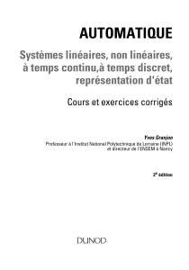 Yves Granjon Automatique - Systèmes linéaires, non linéaires - 2e édition Cours et exercices corrigés