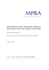 Commerce international, innovation et choix d'exportation