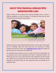 Solve Your Financial Hurdles with Registrations Loan