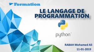 Pr&eacute;sentation Python : Introduction au langage de programmation