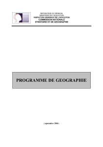 Programme geographie 4ème au Sénégal