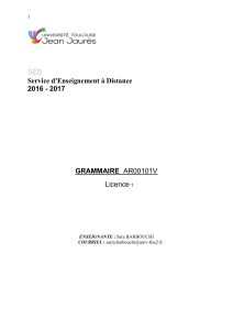 grammaire arabe 1ère année AR00101V 2016-2017 S1