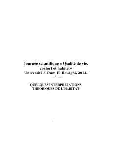 Interprétations théoriques de l'habitat : Qualité de vie et confort
