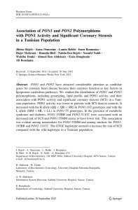 Association of PON1 and PON2 Polymorphisms