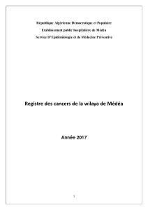 bultin d'épidémiologie des cancers à la wilaya de Médéa en 2017