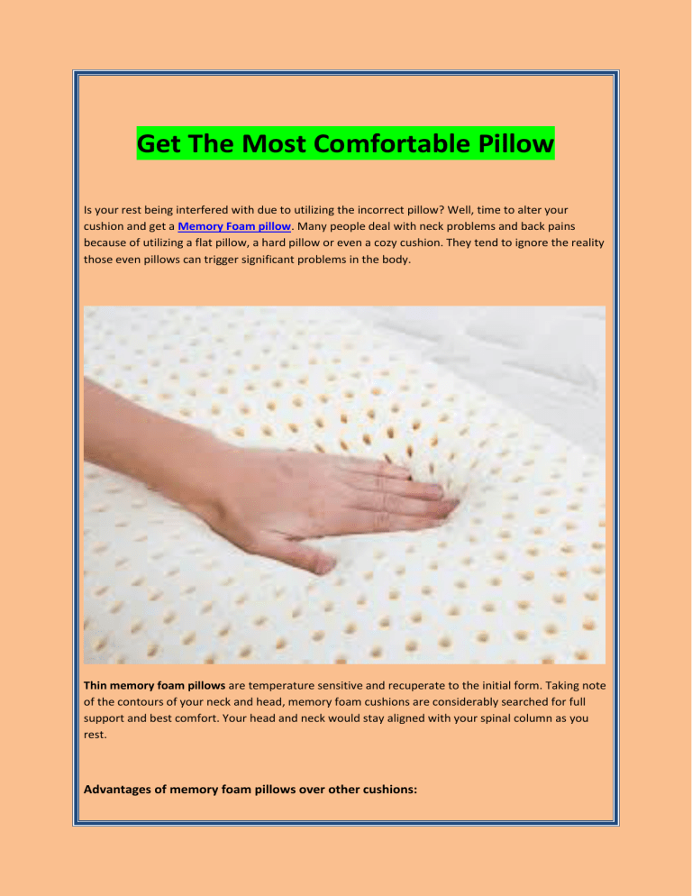 Get The Most Comfortable Pillow