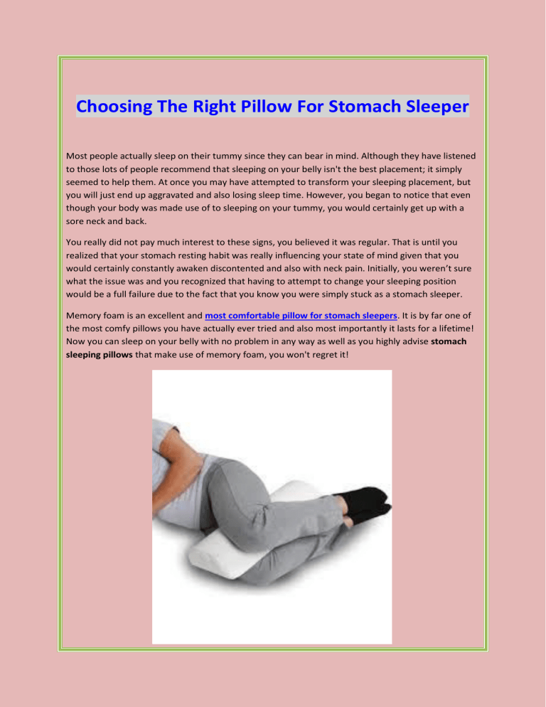 belly sleeper pillow