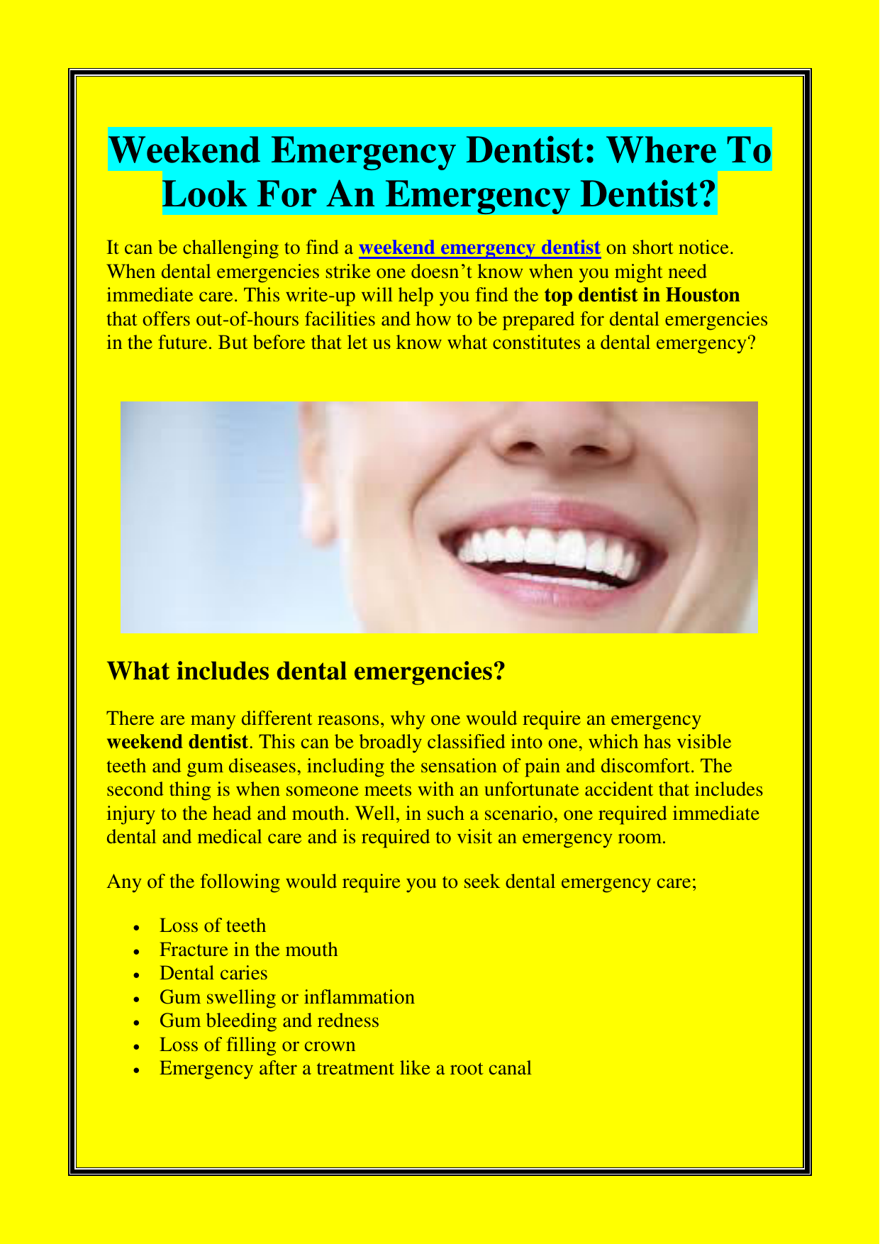 Weekend Emergency Dentist Where To Look For An Emergency Dentist