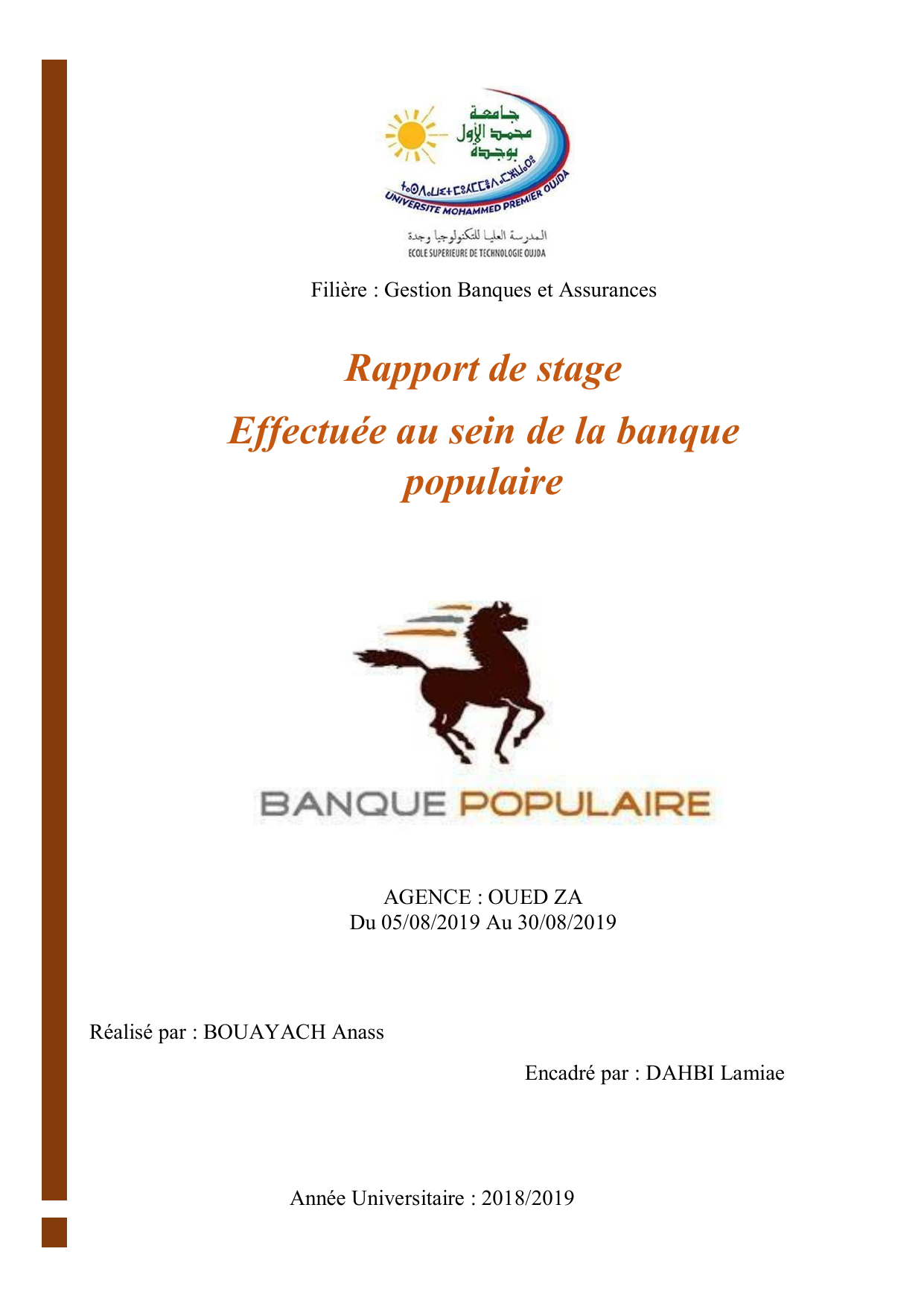Rapport De Stage D Initiaition Banque Populaire Version Pdf