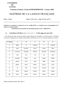 UFR-NANTES-PARAMEDICALE Maitrise-de-la-langue-francaise 2002 ORTHOPHONIE