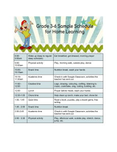Schedule for home learning