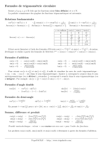 Formules de trigonométrie circulaire