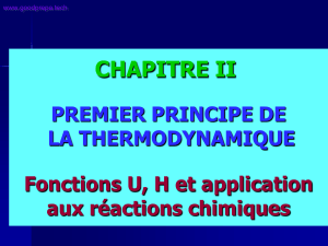 Premier Principe de la Thermodynamique: Fonctions U, H