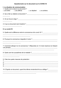 questionnaire COVID-19 UPE2A collège