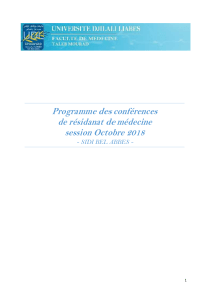 Programme residanat medecine Sidi bel Abbes 2018